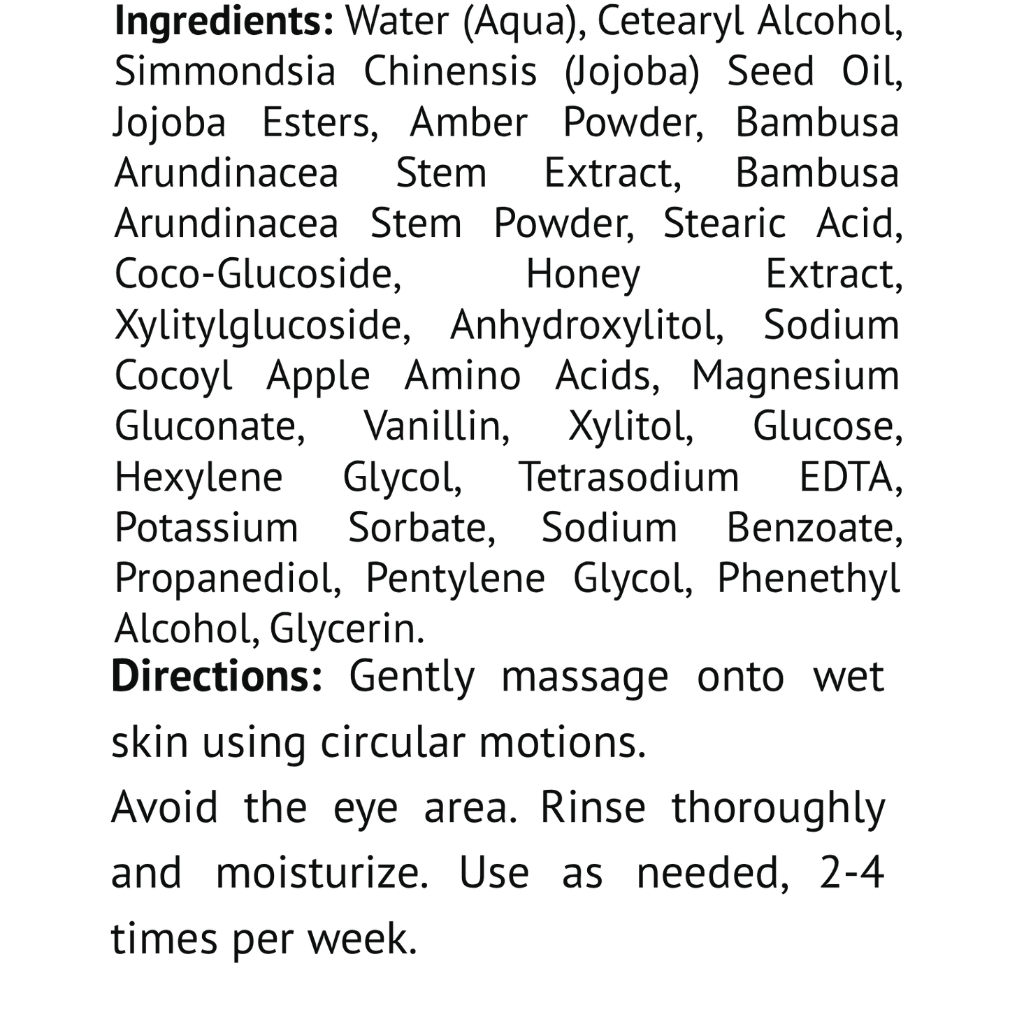 Face Exfoliator & Cleanser w/Honey & Bambusa Arundinacea Stem Extract, USA Made, Clean