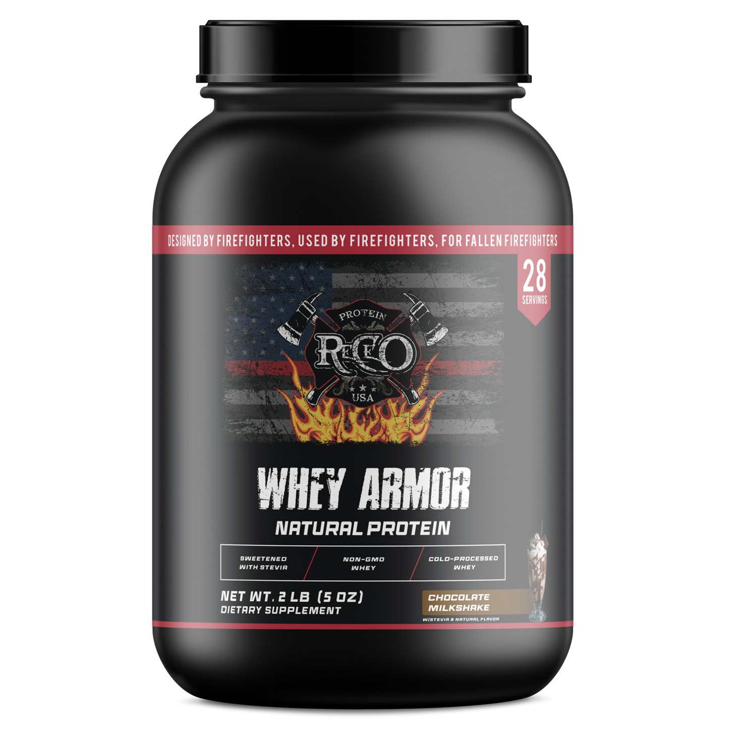 2lb Whey Armor Natural Protein Chocolate w/Stevia & Natural Flavor Non - GMO
