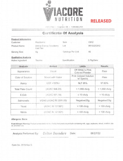 Hot Shot Raspberry Iced Tea 360g