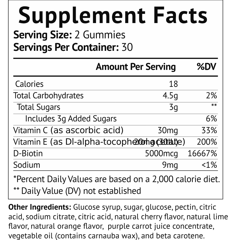 Skin Glow Gummies w/ Biotin + C + E