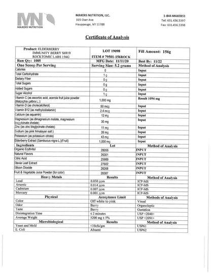 Elderberry, Zinc and Vitamin C Formula